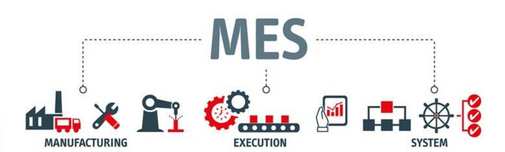 MES（製造実行システム）の説明と実績班長のロゴ - メリウステックのMES開発サービスの詳細を示す画像